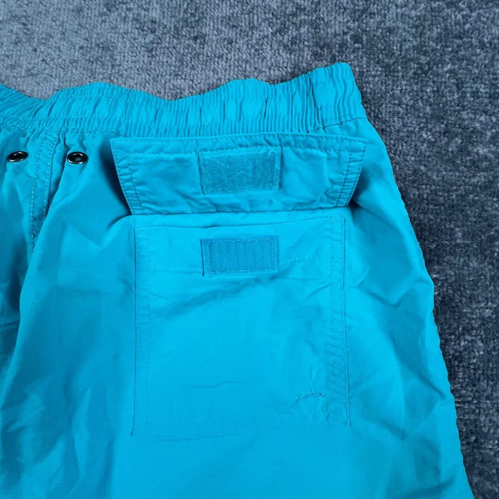 Polo Ralph Lauren Mens Teal Blue Yellow Swim Trunks Medium Mesh Lined Drawstring